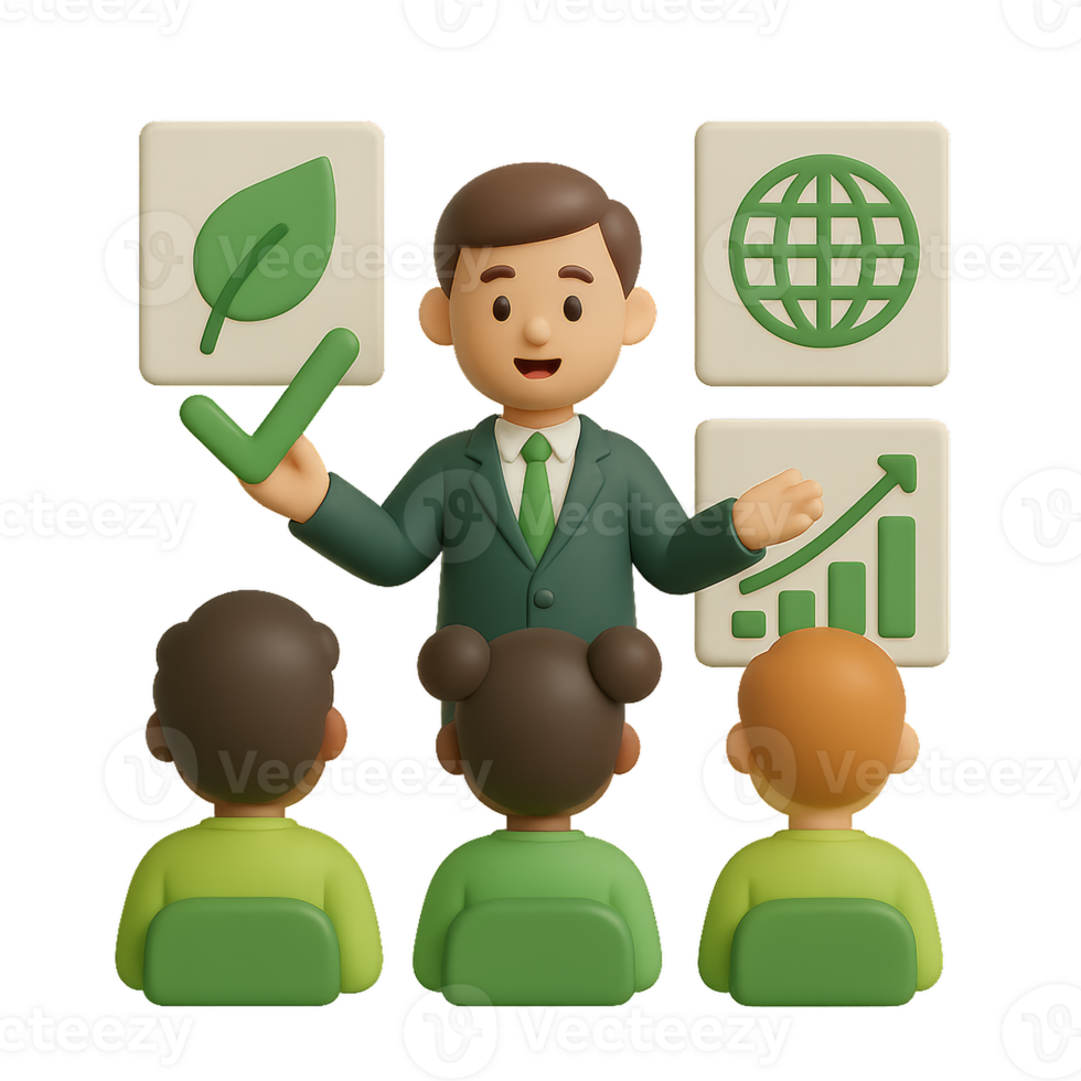 Team Eco Meeting Icon with Presenter and Audience in Simple Style png