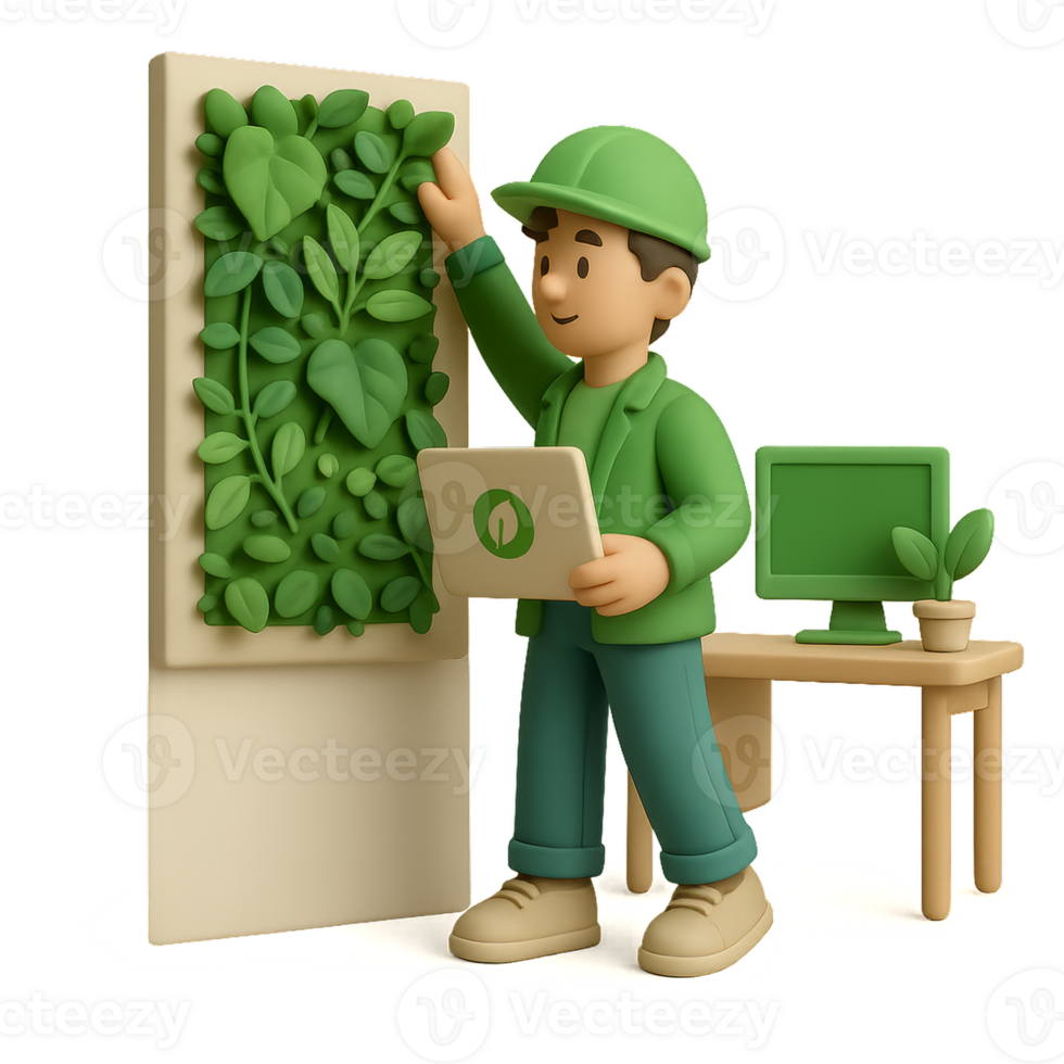 Simple Vertical Garden Installation in Modern Workspace Environment png