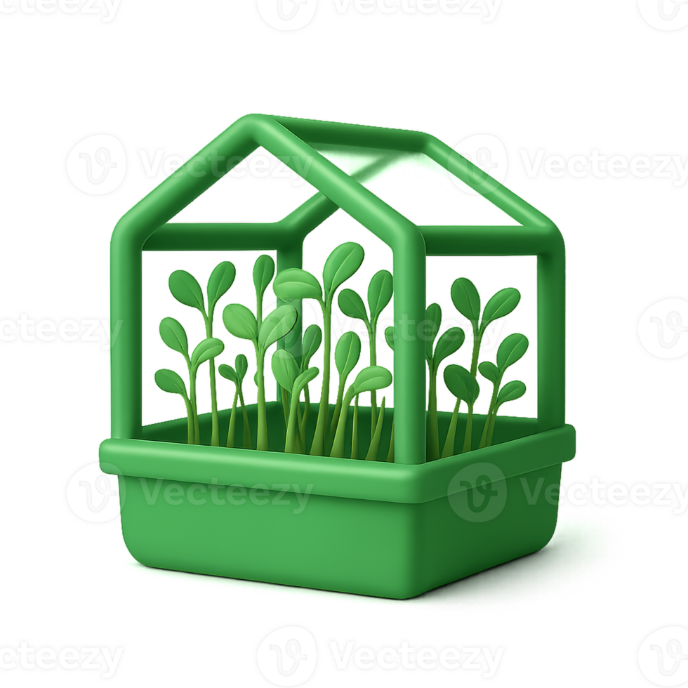 Simple 3D Greenhouse Icon for Gardening and Plant Growth Concepts png