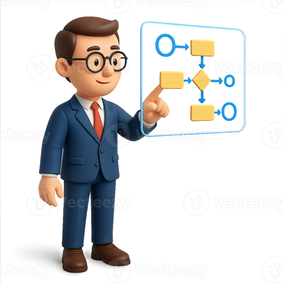 Business Professional Showing Simple Workflow Composition Process png