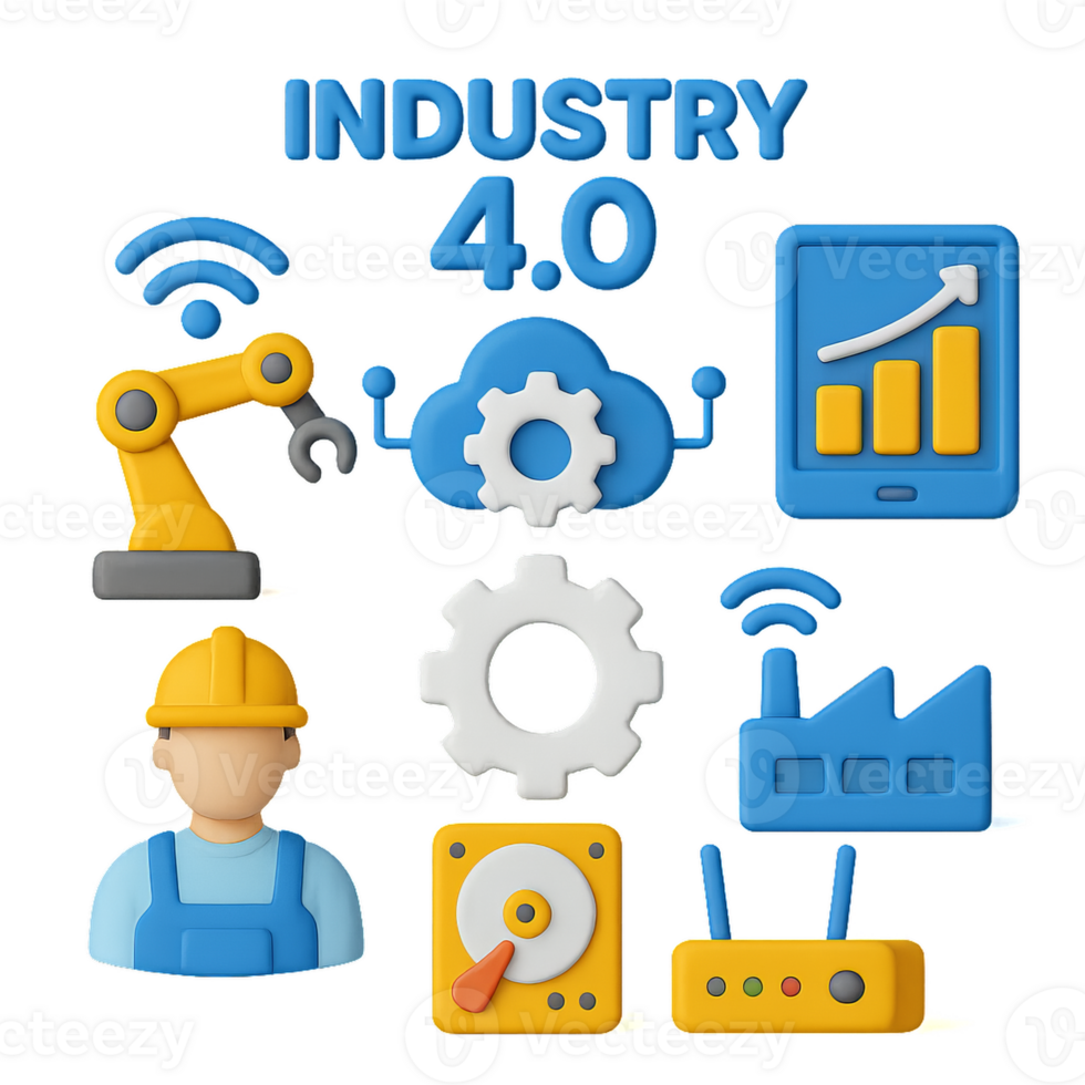 Simple Icons Representing Industry 4.0 Innovations and Concepts png