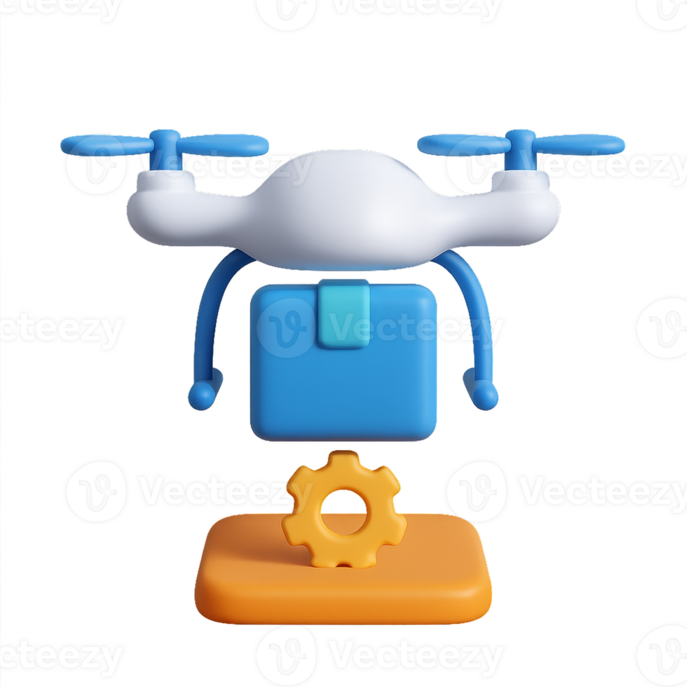 Simple Drone Icon for Delivery Services in 3D Design Format png