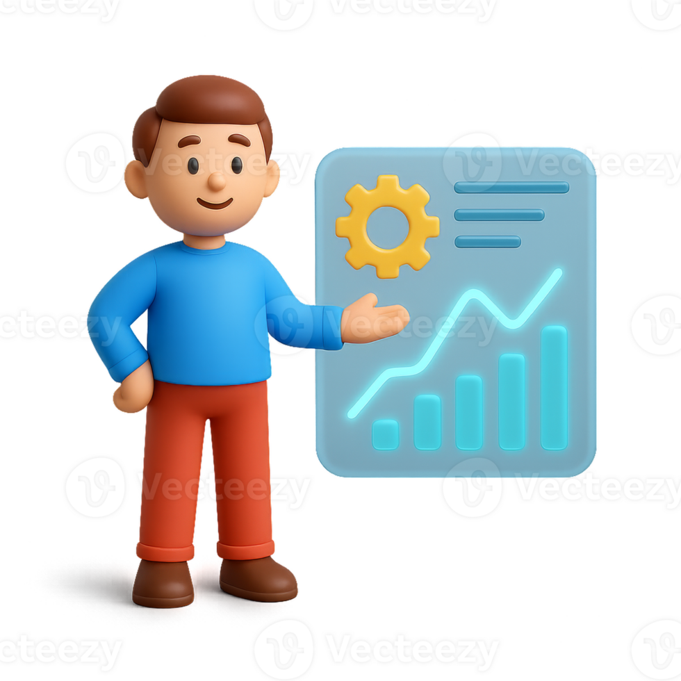 3D Smart Automation Icon for Simple Data Analysis Concepts png