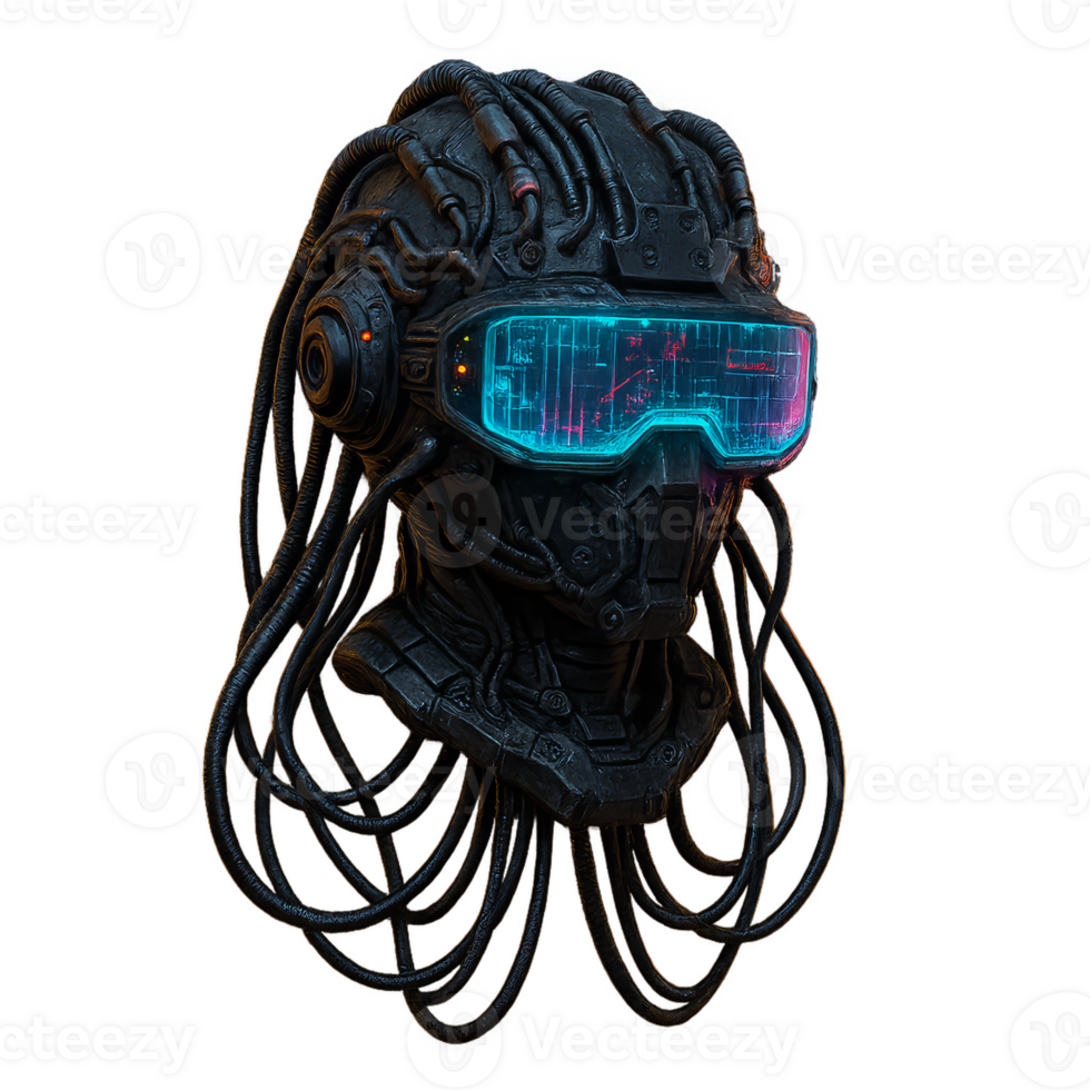 A futuristic helmet with glowing eyes png