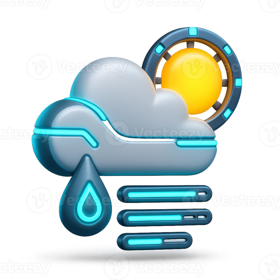 Future Weather Illustration with Cloud, Sun, and Rain Symbol png