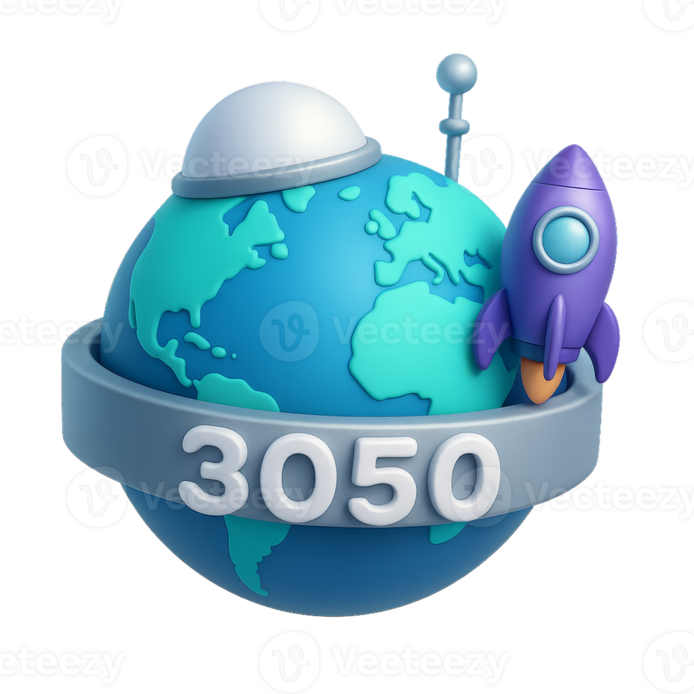 Bright and Colorful Symbol of Future Planet in Year 3050 png