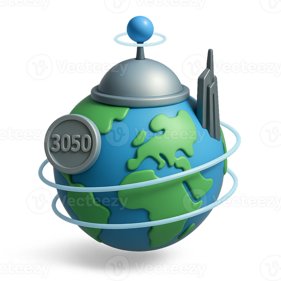 Futuristic World Design with Planet Earth and Space Features png