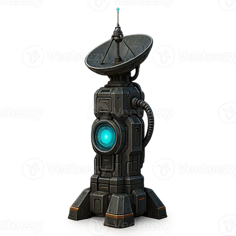 Futuristic Satellite Dish Device with Advanced Technology Display png