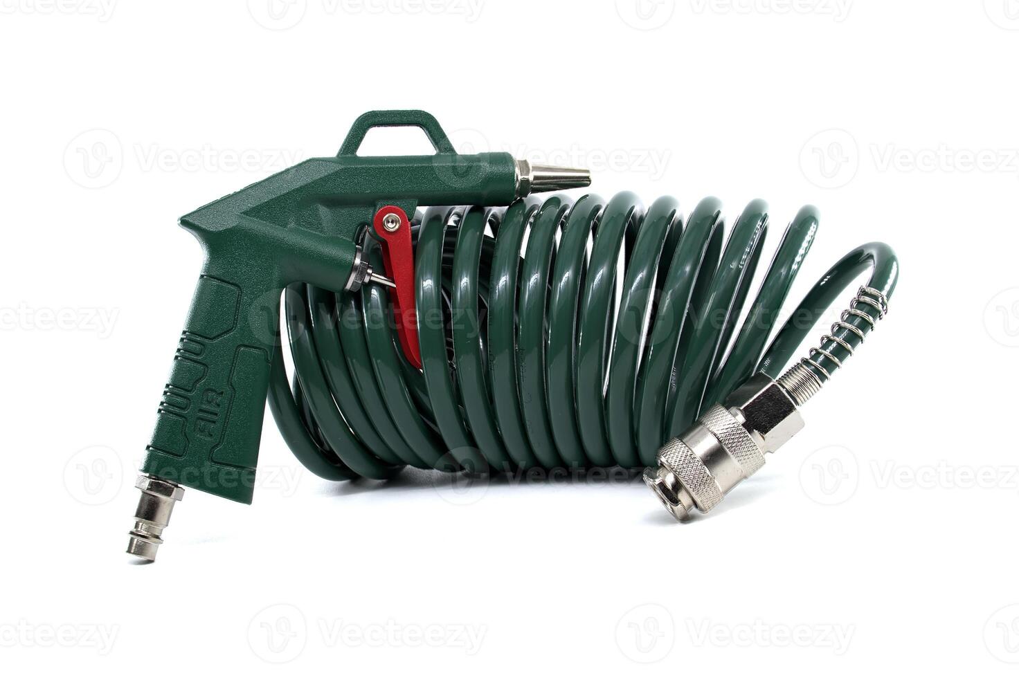 Coiled Air Compressor Hose with Blower Gun for Industrial Applications photo