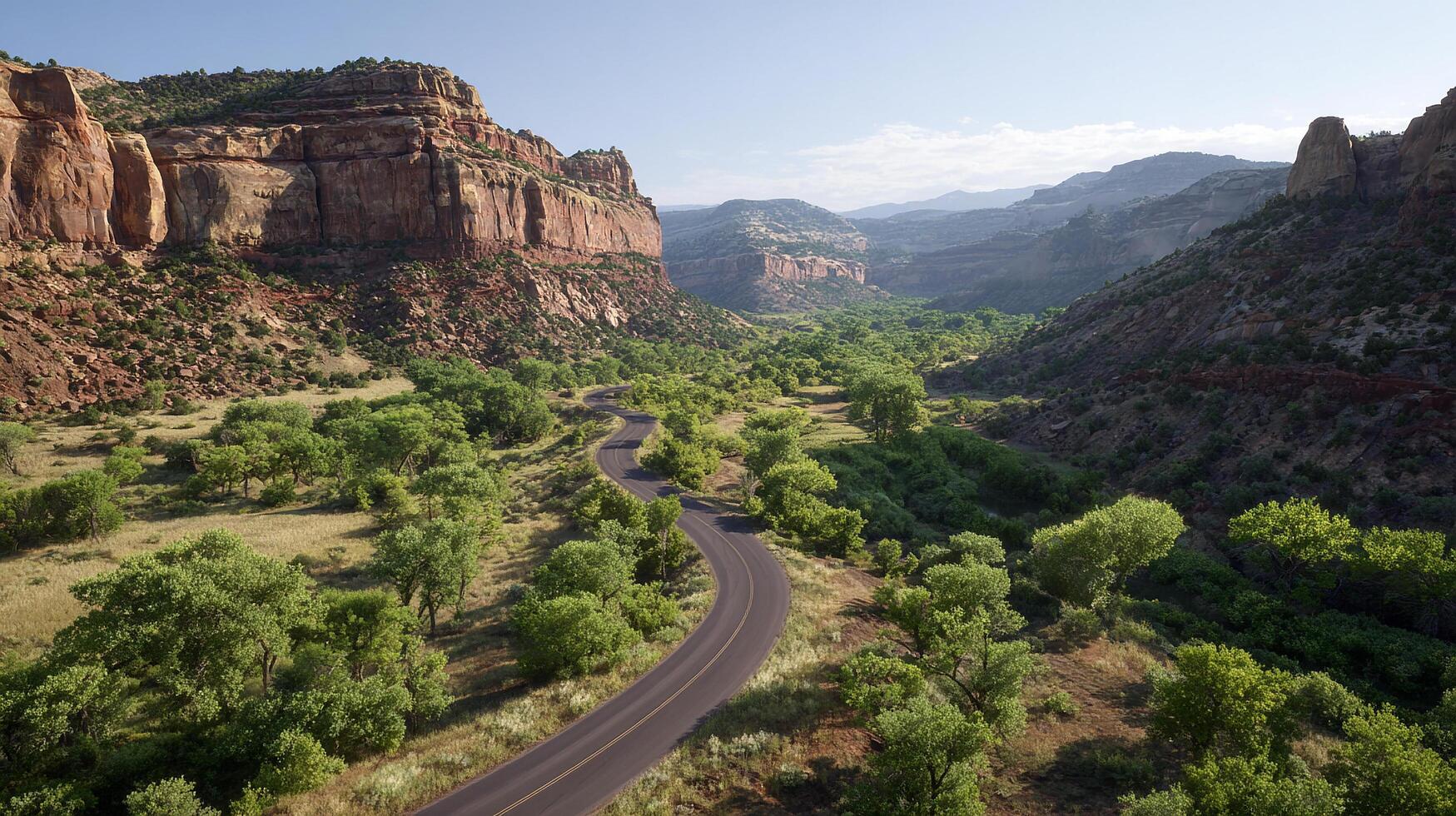 Lush countryside road in high resolution view photo