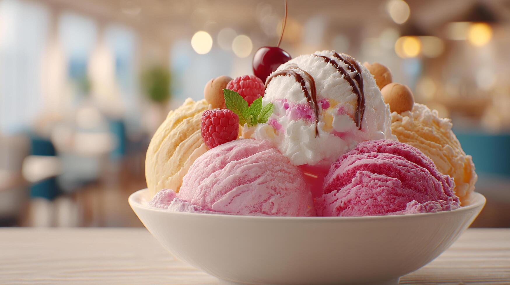 Frozen treat photo with realistic sweet composition