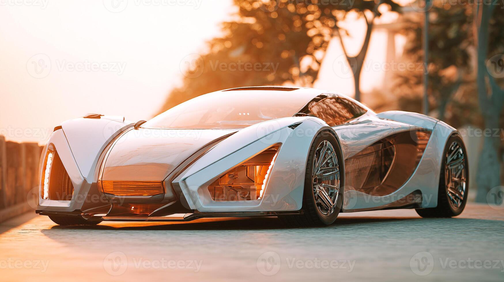 Vivid outdoor image of polished car form photo