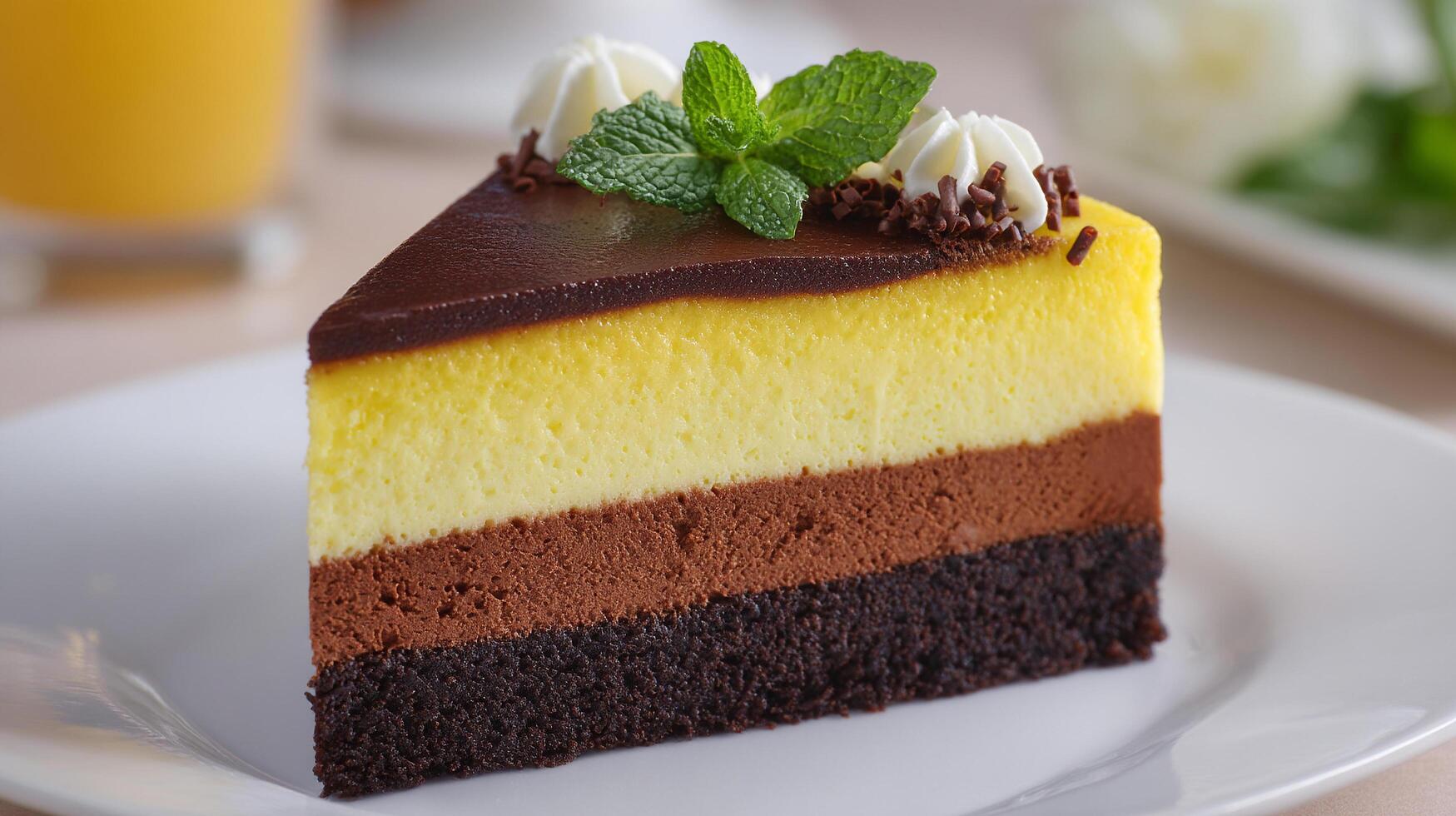 High-resolution slice cake photo with creamy frosting
