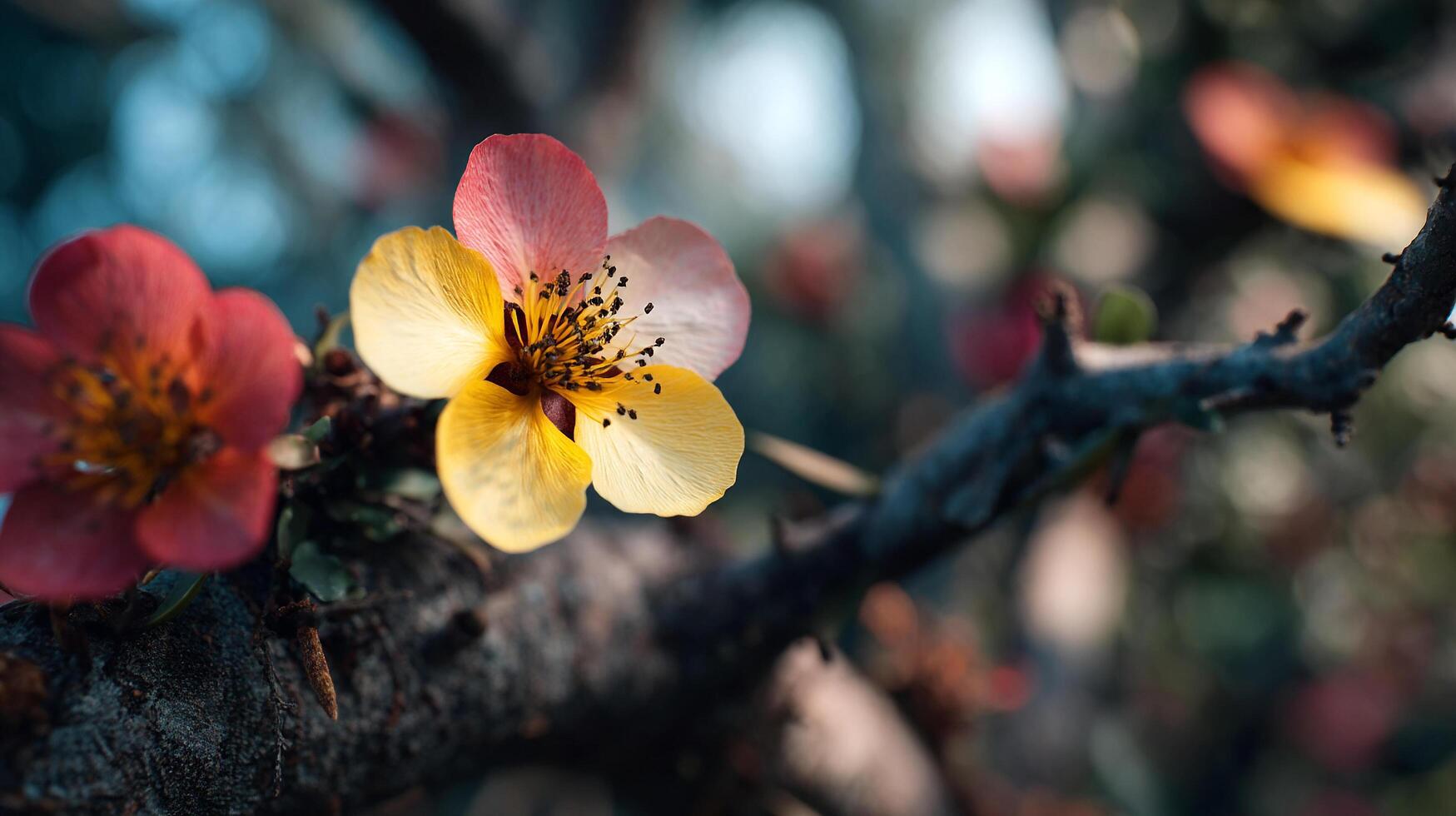 Close-focus flower image with lifelike vibrant spring hues photo