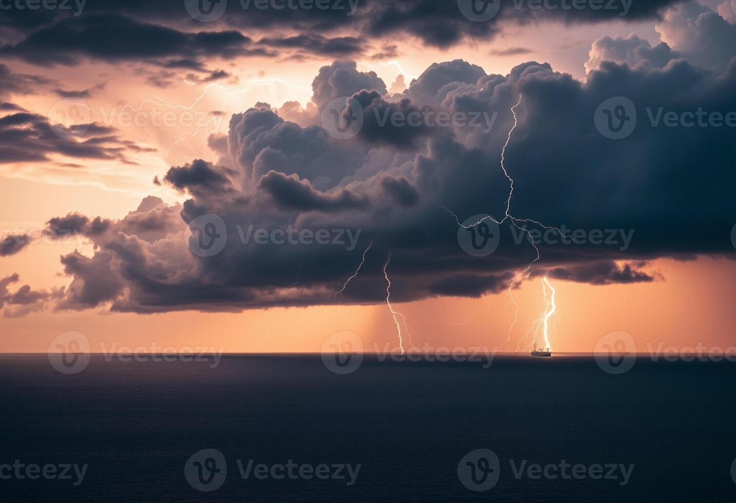 Dark Sky Breaking Over Field photo