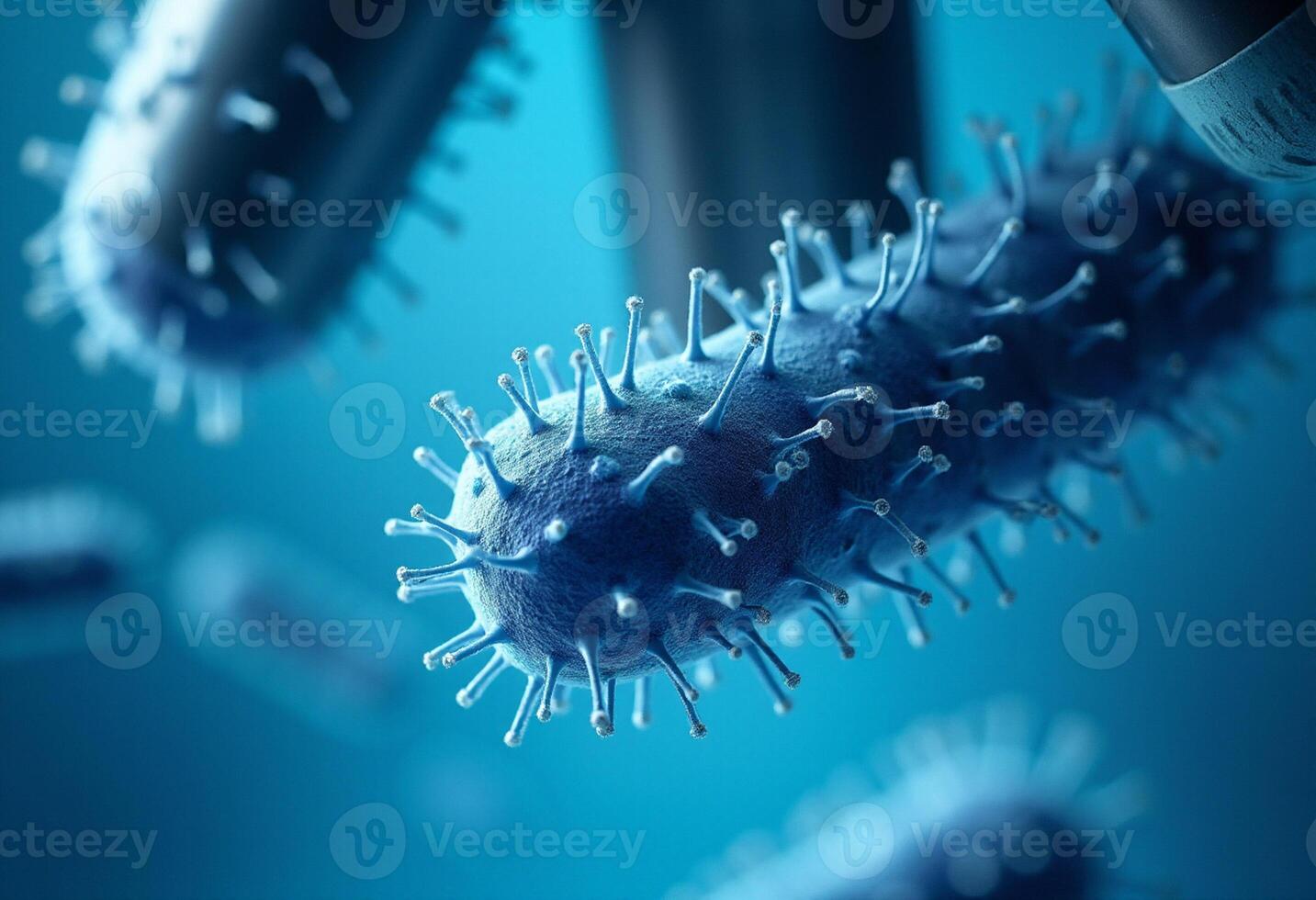 Bacteria in a microscope photo