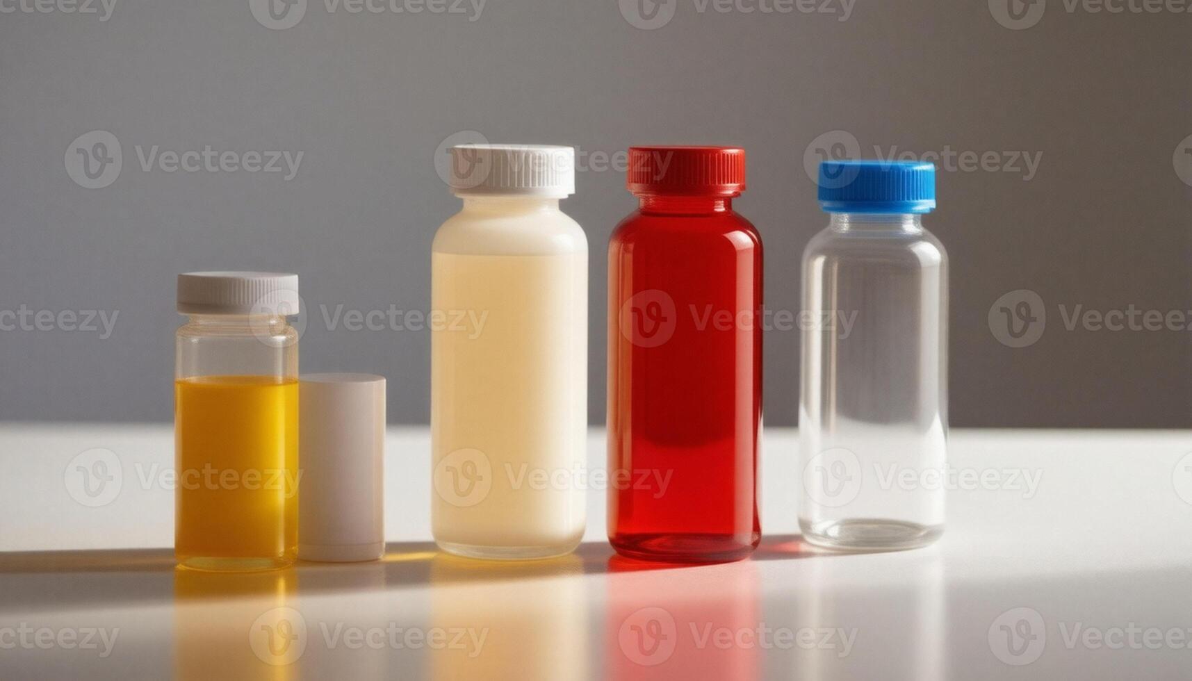 Amber and Clear Bottles Side by Side photo