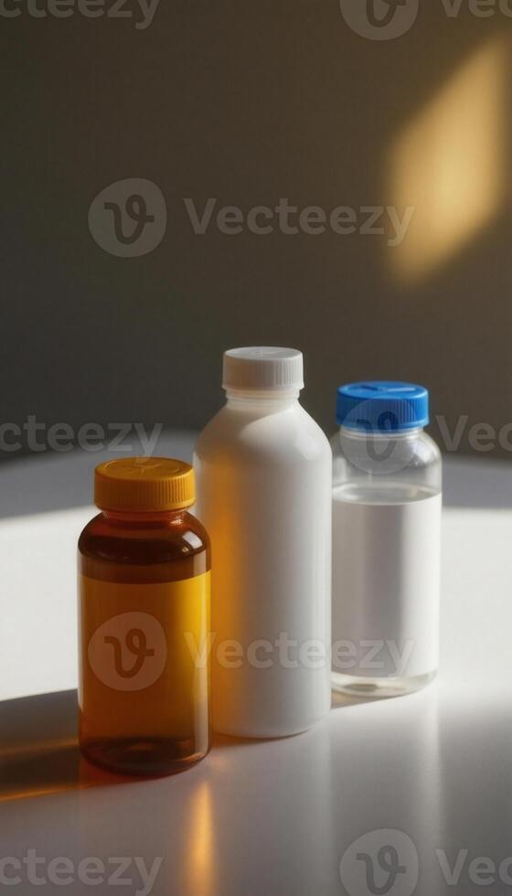 Colorful Vial Set with Reflected Light photo