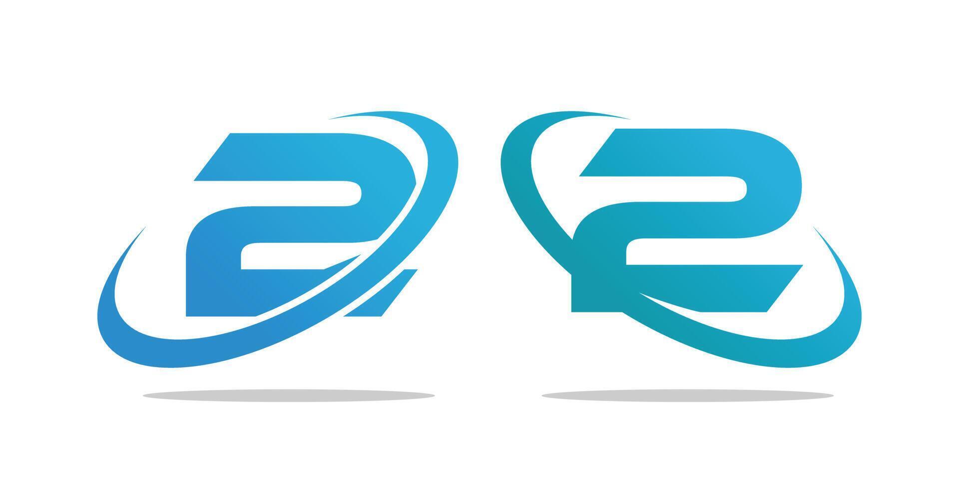 Number 2 logo with modern shape premium vector editable eps