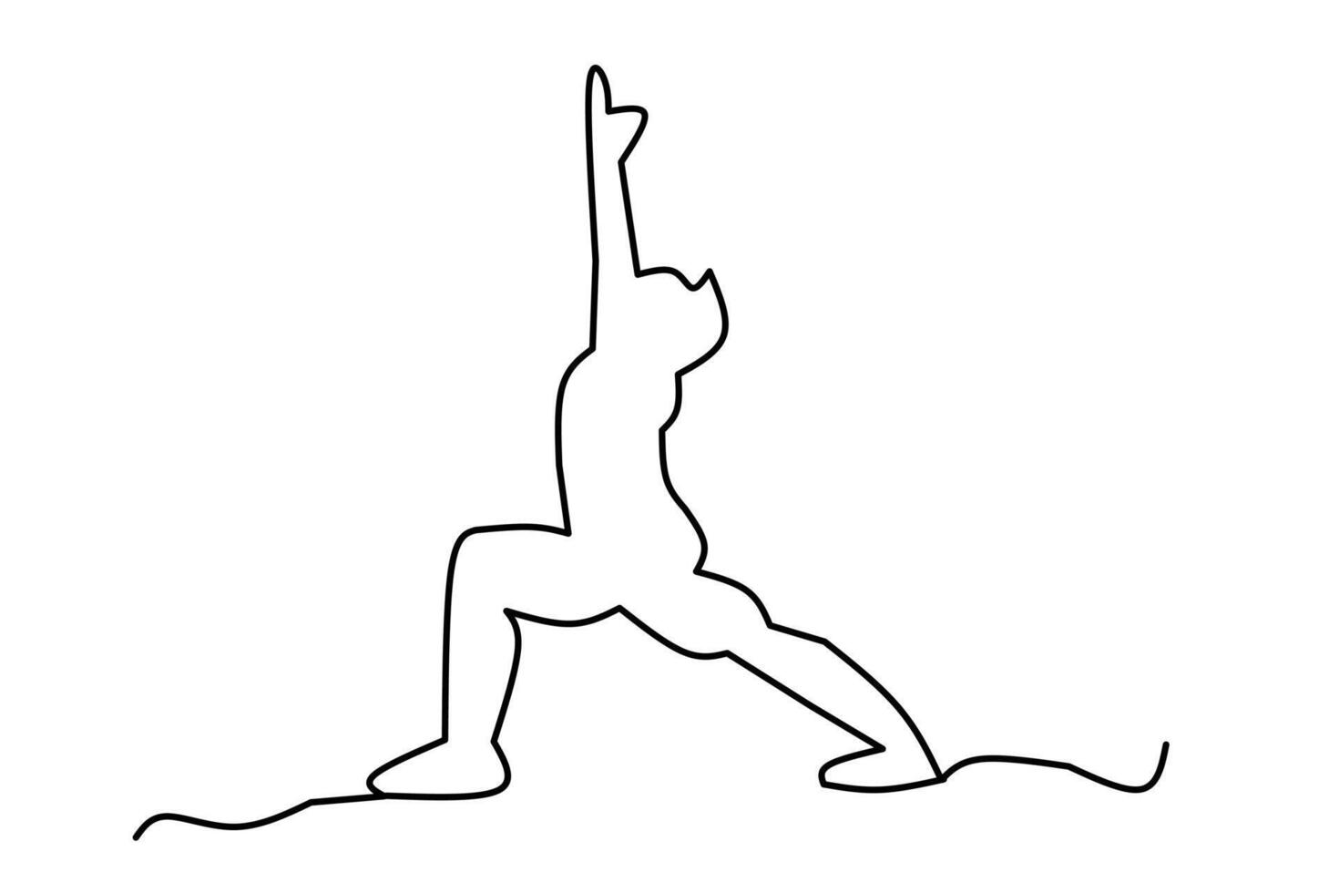 Black and white of a person stretching or doing gymnastics. The figure is drawn in a dynamic pose, emphasizing movement and flexibility. Suitable for fitness, wellness, or sport-themed designs. vector