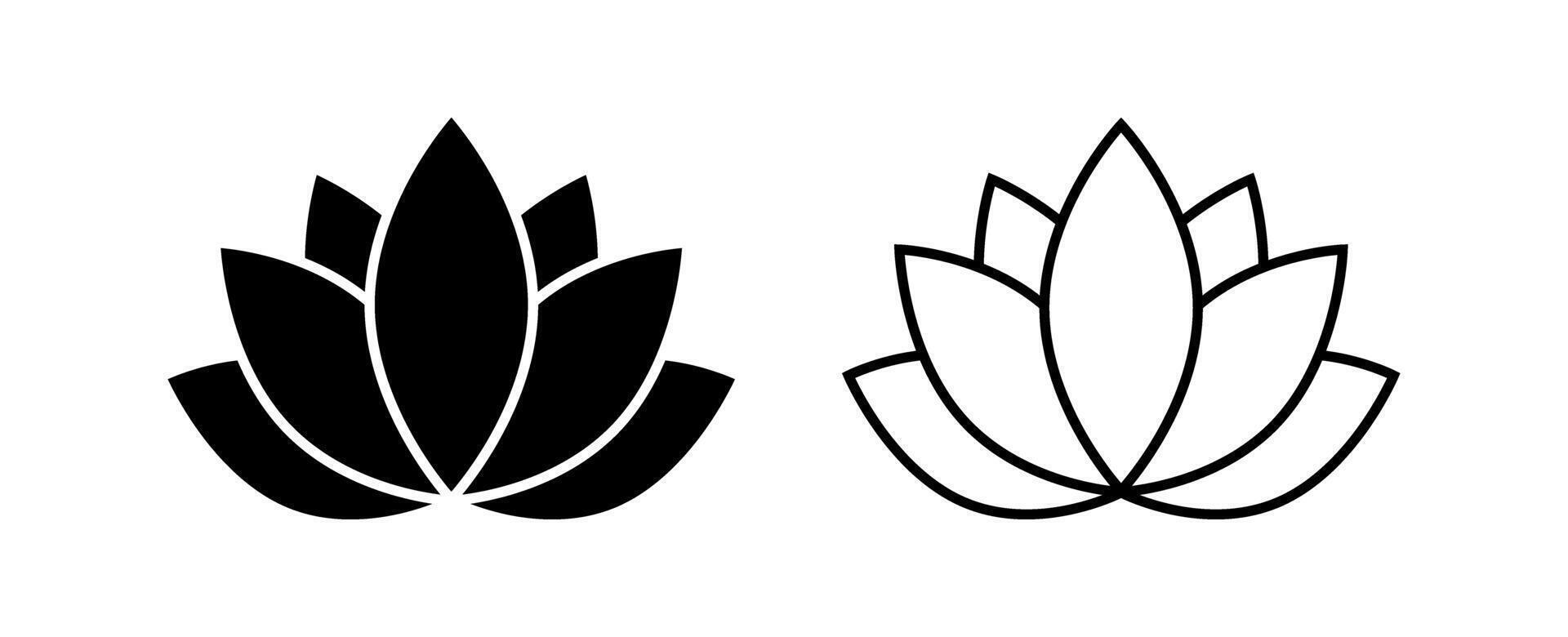 Lotus Flat Outline Decorative Icons Illustration vector