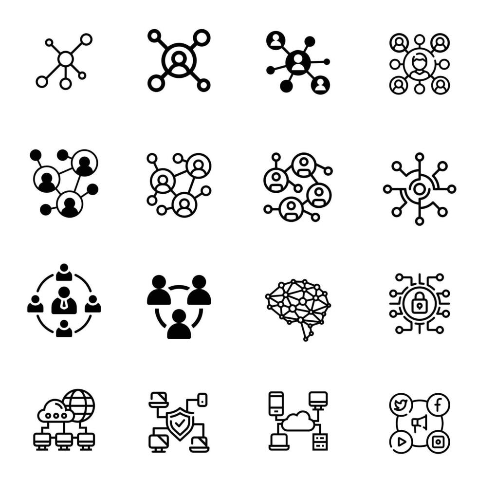 Networking icon pack vector