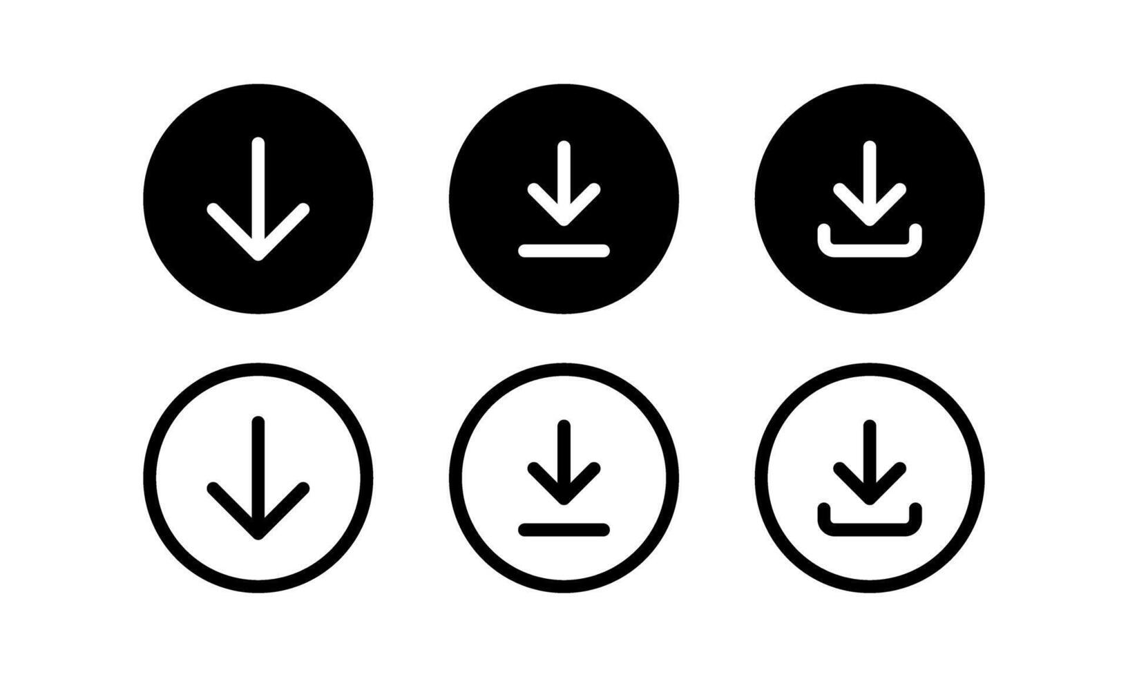 Download buttons round shape web icon set illustration vector