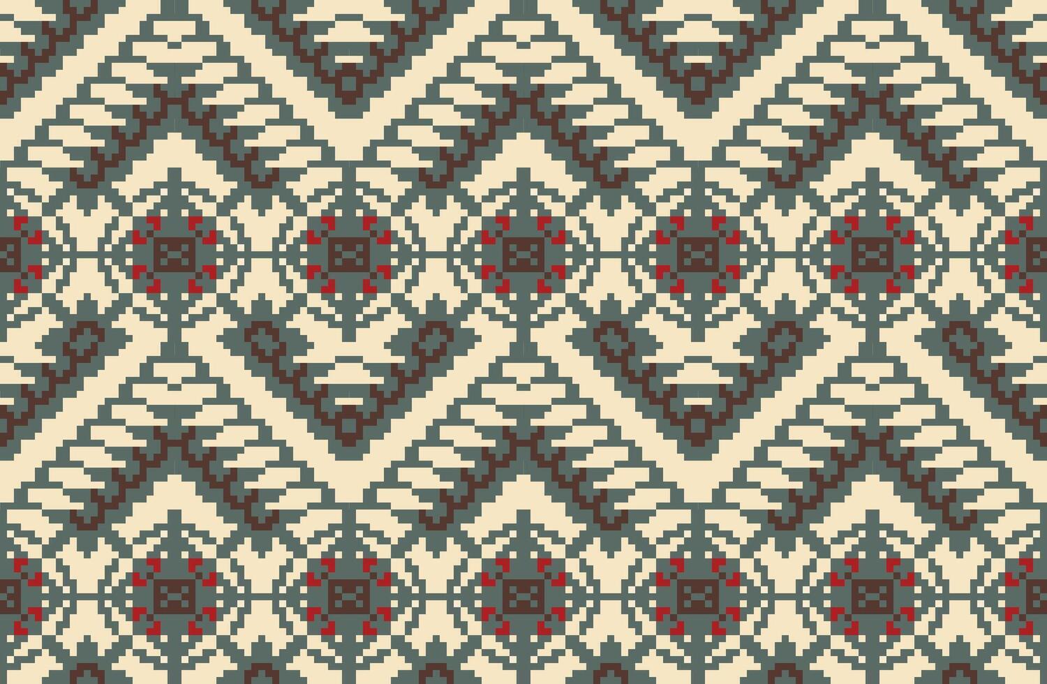 Motif Embroidery Ikat Quilt Patternfolk Embroidery, Aztec Geometric Ornament Print. Design for Carpet, Wallpaper, Clothing, Wrapping, Fabric vector