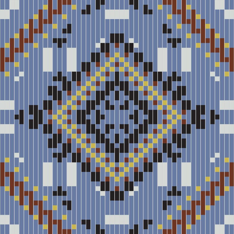 Diamond Shapes Traditional Granny Square Patternfolk Embroidery, Aztec Geometric Ornament Print. Design for Carpet, Wallpaper, Clothing, Wrapping, Fabric vector
