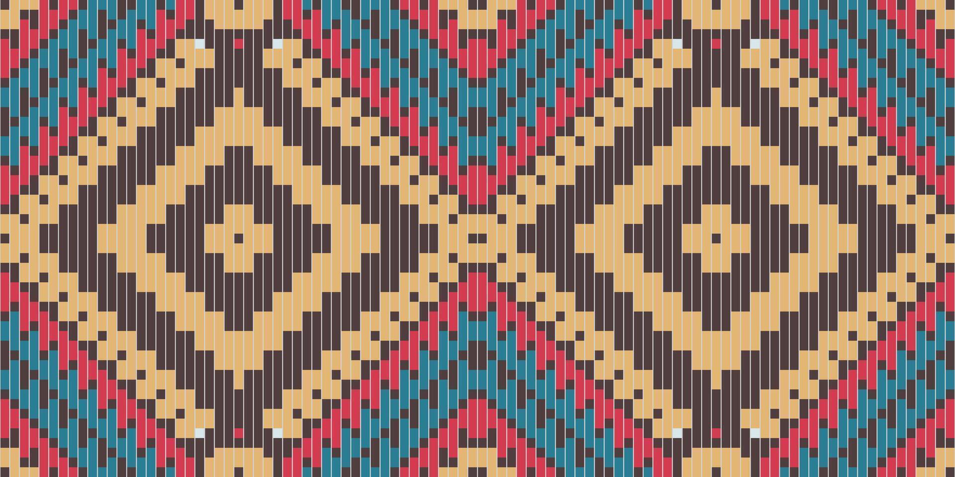 Sarong Ikat Pattern Dressfolk Embroidery, Aztec Geometric Ornament Print. Design for Carpet, Wallpaper, Clothing, Wrapping, Fabric vector