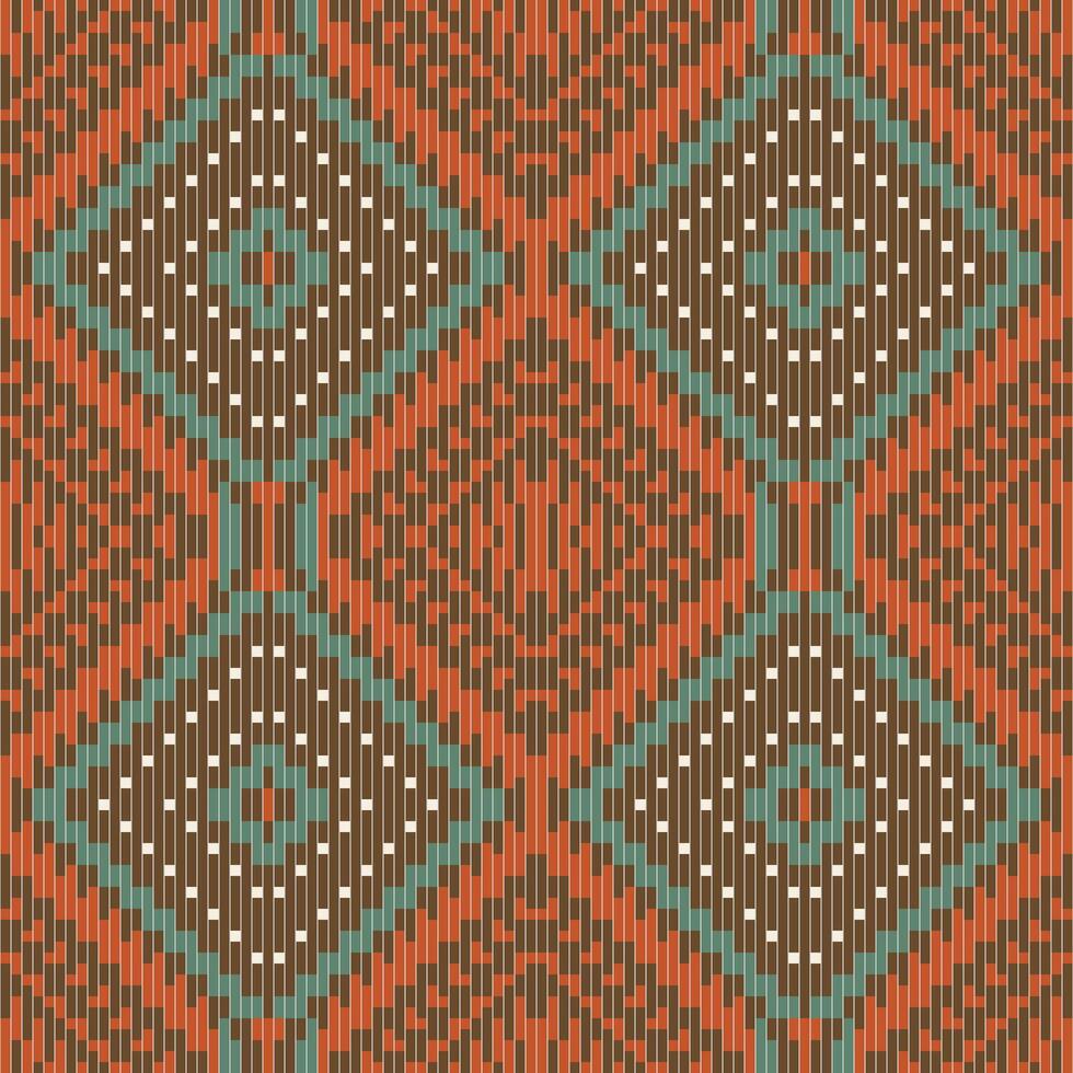 Pixel Art Ndebele Traditional Patternfolk Embroidery, Aztec Geometric Ornament Print. Design for Carpet, Wallpaper, Clothing, Wrapping, Fabric vector