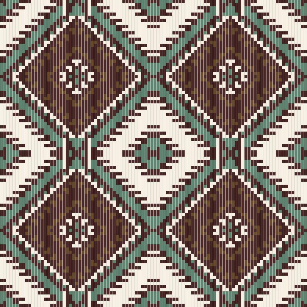 Aztec Pixel Traditional Ikat Patternfolk Embroidery, Aztec Geometric Ornament Print. Design for Carpet, Wallpaper, Clothing, Wrapping, Fabric vector