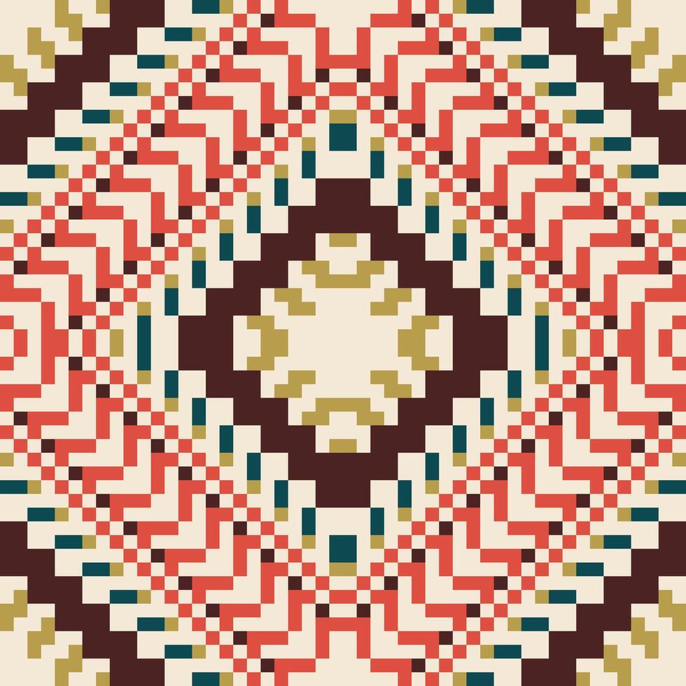 Handicraft Islamic Pattern Designfolk Embroidery, Aztec Geometric Ornament Print. Design for Carpet, Wallpaper, Clothing, Wrapping, Fabric vector