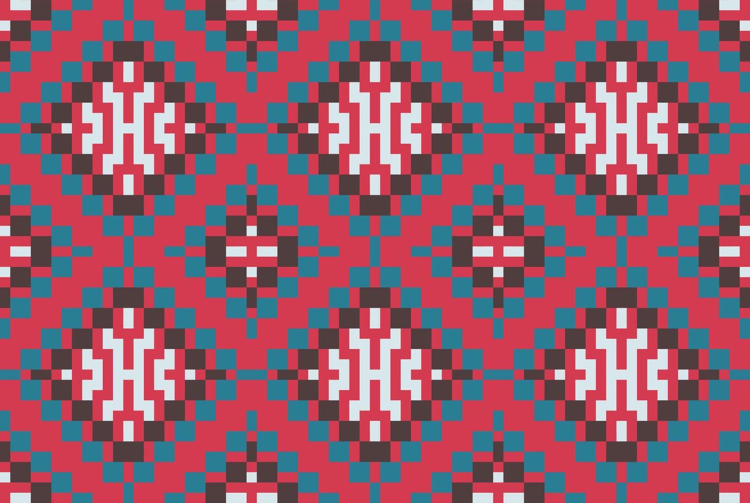 Pixel Geometric Traditional Dress Patternfolk Embroidery, Aztec Geometric Ornament Print. Design for Carpet, Wallpaper, Clothing, Wrapping, Fabric vector