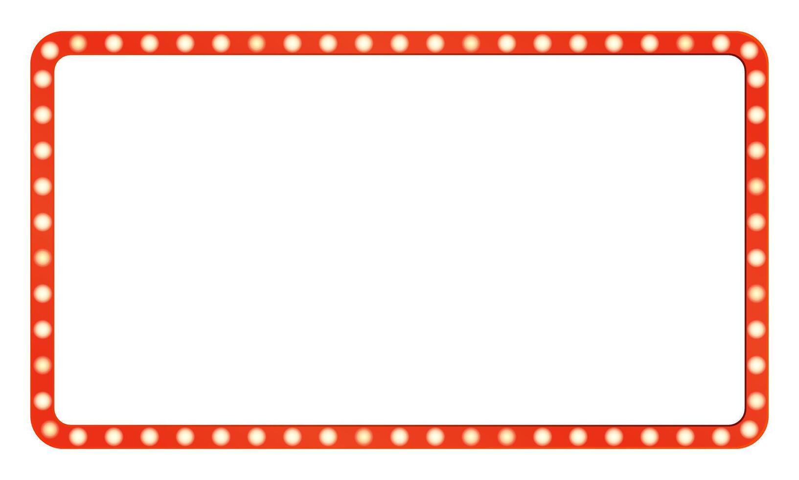 Red Retro Light Frame, Rectangle Decorative Border Illustration vector