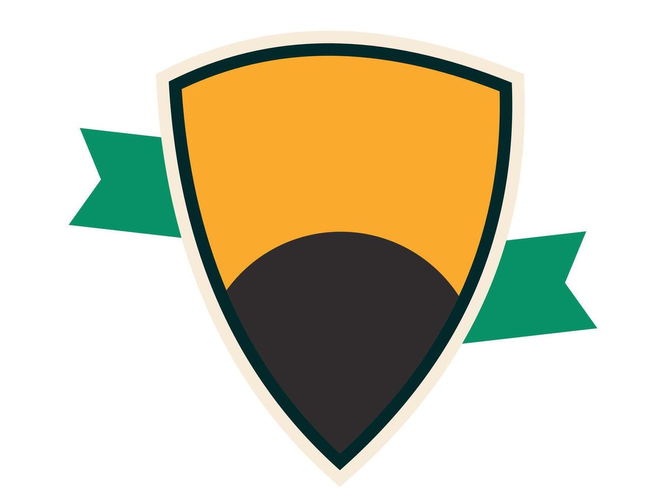 White yellow shield with green ribbon flat design vector