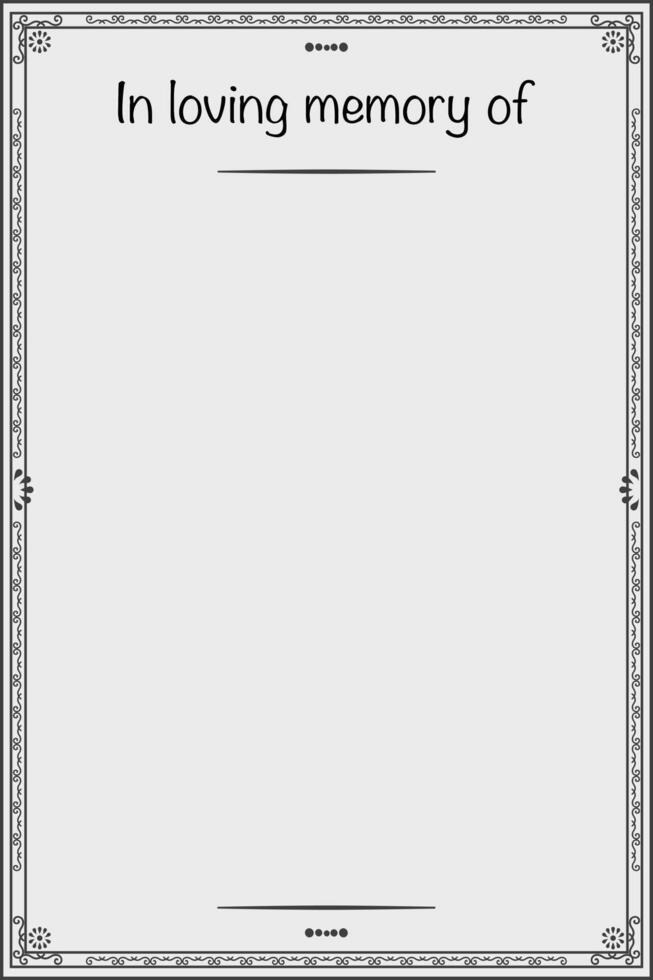 Memorial invitation card. Black and white color. Copy space. vector