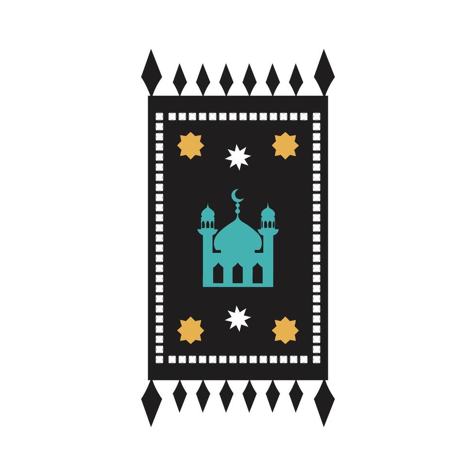 Islamic Prayer Rug with Mosque Motif vector