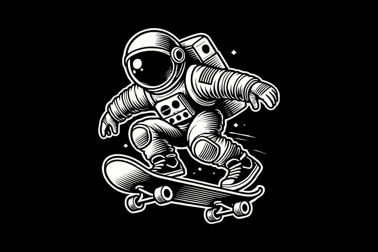 An astronaut riding a skateboard vector
