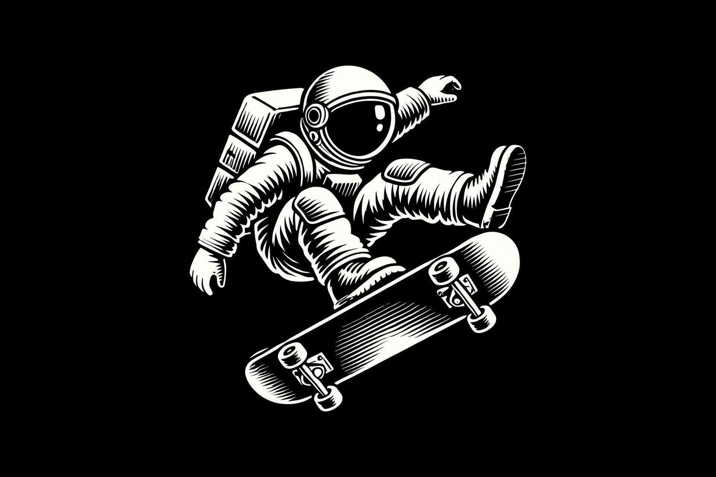boy astronaut on a skateboard in space vector