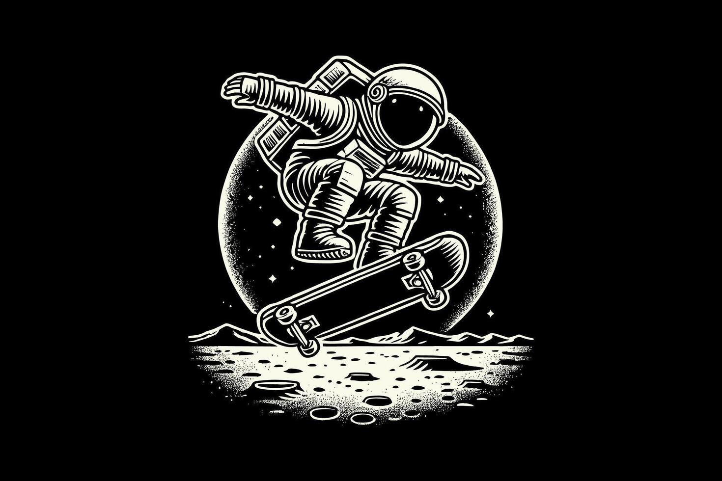 An astronaut on a skateboard in space illustration vector