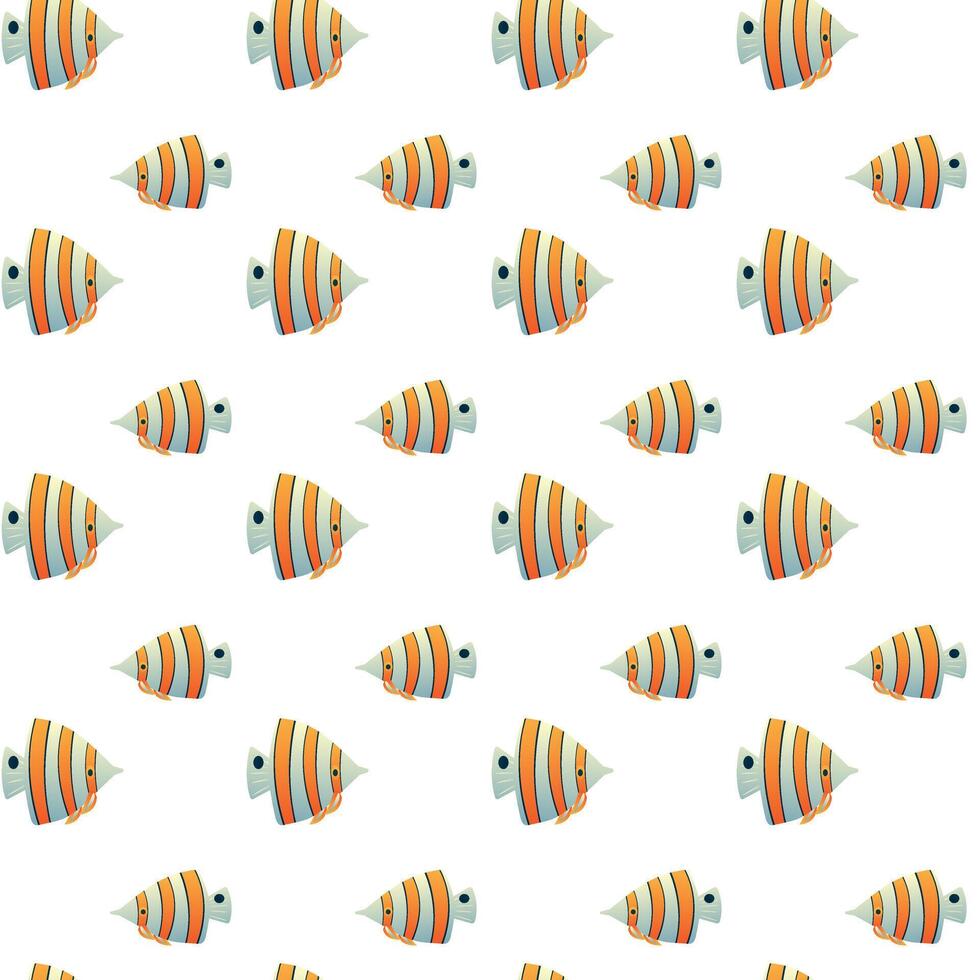 Striped fish with white and yellow. Seamless pattern. vector