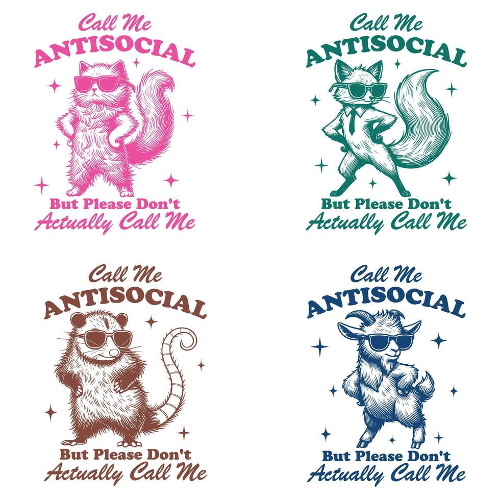 Funny Animal T-shirt Design, Trendy T-shirt Design Sublimation Collection, Animal Sayings Typography Art vector