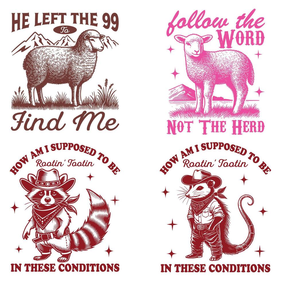 Funny Animal T-shirt Design, Trendy T-shirt Design Sublimation, Animal Sayings Typography Art Set vector