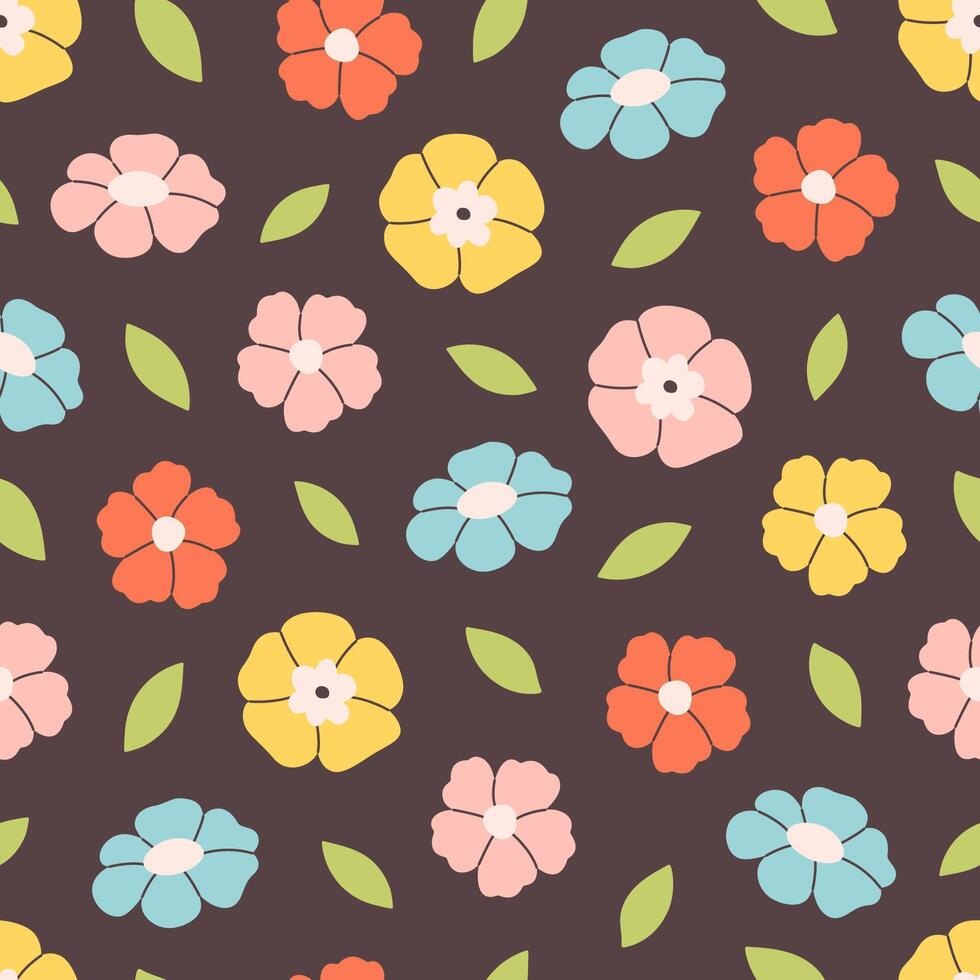 Cute gentle seamless pattern with flowers. Cute minimalist print. Design for textile, wallpaper, wrapping paper, card, banner vector