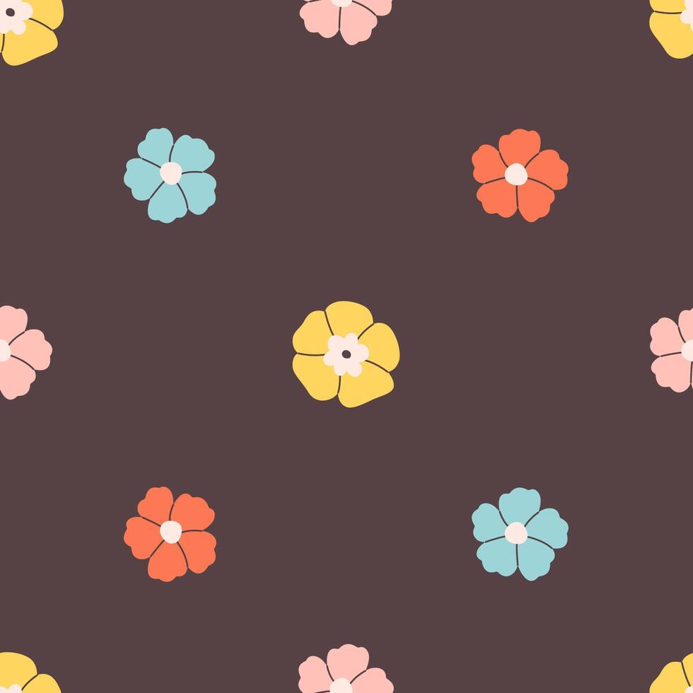 Cute gentle seamless pattern with flowers. Cute minimalist print. Design for textile, wallpaper, wrapping paper, card, banner. vector