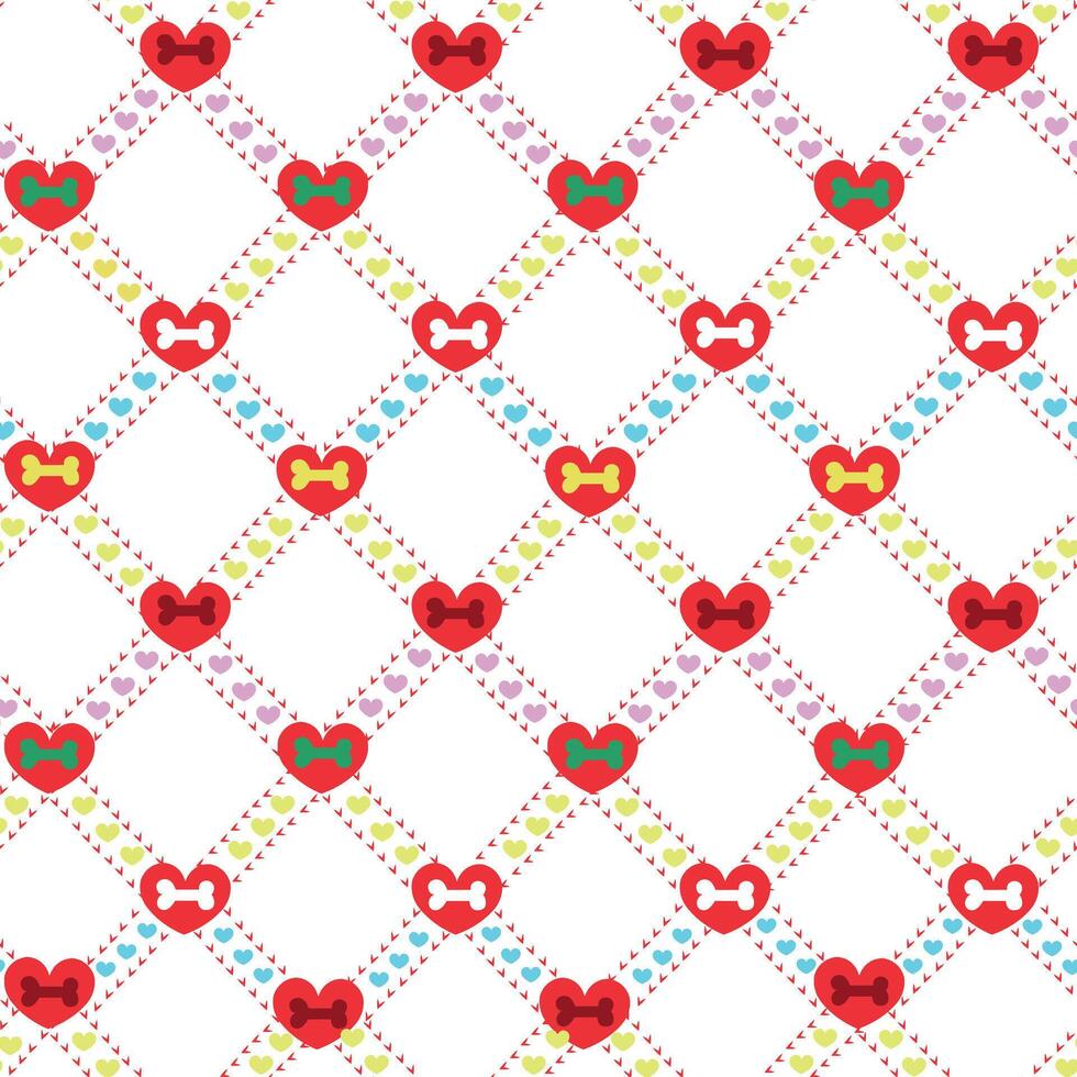 Plaid with bones and hearts pattern Christmas design vector