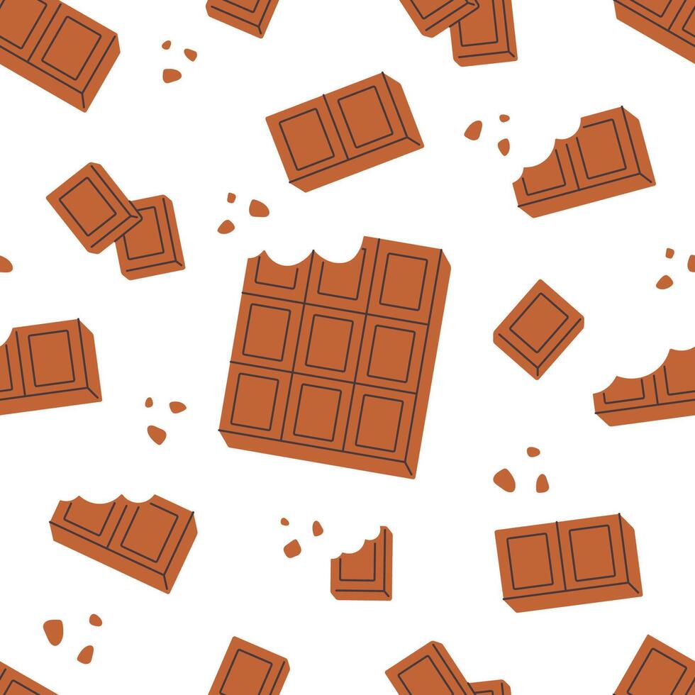 Cute seamless pattern with sweets chocolate bars. World Chocolate day. Design for banner, wallpaper, textile, wrapping paper, background, cards. vector