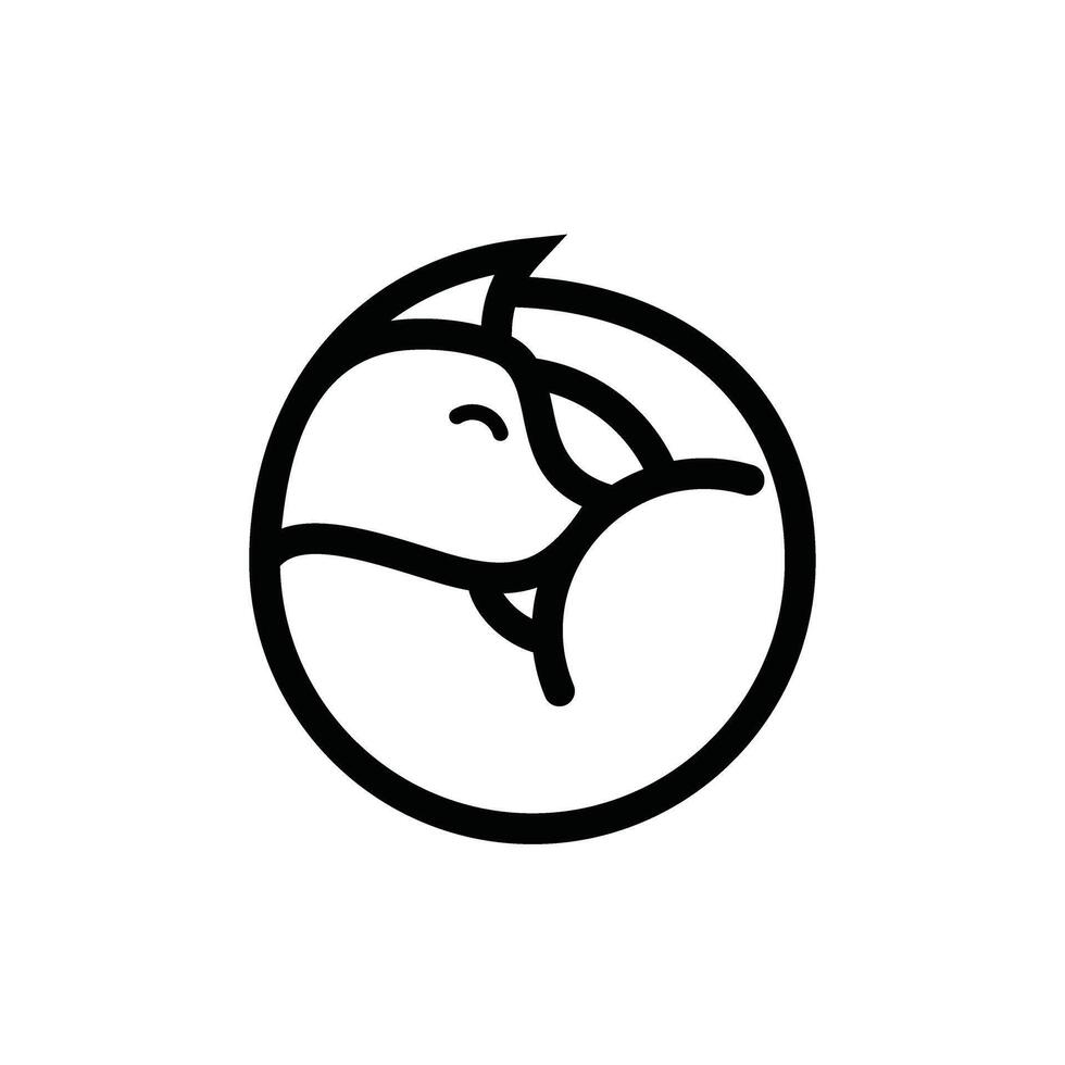 abstract line art of cat sleeping logo vector