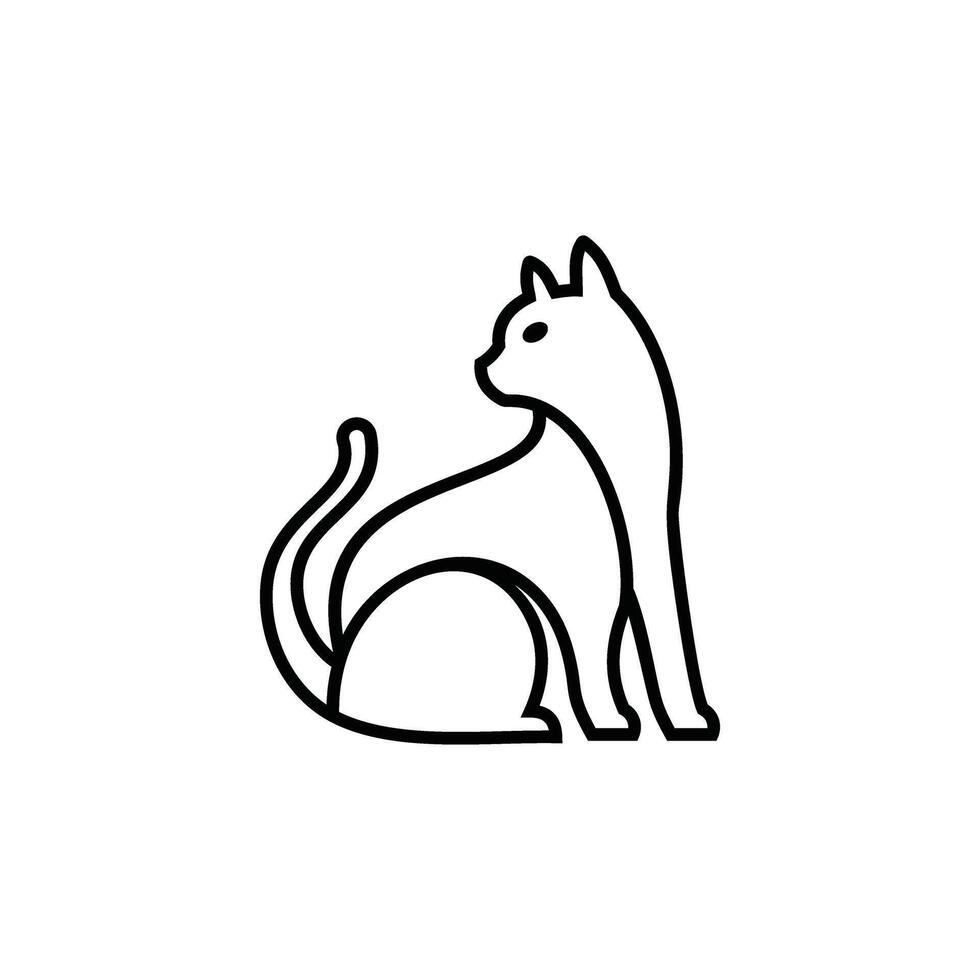 abstract line art cat logo designs vector